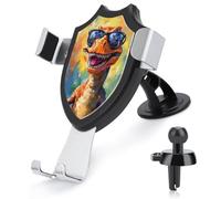 Jubonexis Soporte para teléfono de coche con diseño de dinosaurio con lentes de sol, base de clip triangular, soporte para teléfono celular, accesorios automotrices para teléfonos inteligentes de 4 a