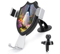 Jubonexis Soporte para teléfono de coche con diseño de fantasma en el jardín de flores, soporte triangular para teléfono celular, accesorios automotrices para teléfonos inteligentes de 4 a 6 pulgadas