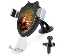 Jubonexis Soporte para teléfono de coche con diseño de Papá Noel Reading by The Christmas Tree - Soporte triangular para teléfono celular, accesorios automotrices para teléfonos inteligentes de 4 a 6