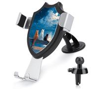 Jubonexis Soporte para teléfono de coche con tres gatos sentados en un banco, base de clip triangular, soporte para teléfono celular, accesorios automotrices para teléfonos inteligentes de 4 a 6