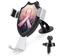 Jubonexis Soporte para teléfono de coche, diseño de cinta rosa de esperanza, soporte de clip triangular, soporte de ventilación de aire, accesorios automotrices para teléfonos inteligentes de 4 a 6