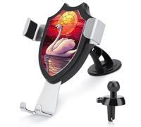 Jubonexis Soporte para teléfono de coche, diseño de cisne blanco y atardecer, soporte de clip triangular, soporte de ventilación de aire, accesorios automotrices para teléfonos inteligentes de 4 a 6