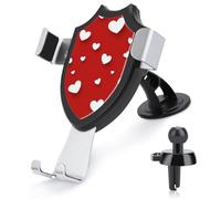 Jubonexis Soporte para teléfono de coche, diseño de corazones blancos dispersos en rojo, base de clip triangular, soporte para teléfono celular, accesorios automotrices para teléfonos inteligentes de