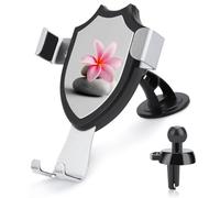 Jubonexis Soporte para teléfono de coche, diseño de flor rosa sobre dos piedras grises, soporte triangular con clip para rejilla de ventilación, accesorios automotrices para teléfonos inteligentes de