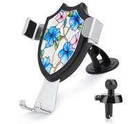 Jubonexis Soporte para teléfono de coche, diseño de flores azules y rosas, soporte triangular para teléfono celular, accesorios automotrices para teléfonos inteligentes de 4 a 6 pulgadas