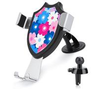 Jubonexis Soporte para teléfono de coche, diseño de flores, color rosa, blanco, azul, triángulo, base de clip para rejilla de ventilación, accesorios automotrices para teléfonos inteligentes de 4 a 6