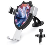 Jubonexis Soporte para teléfono de coche, diseño de flores de cisne blanco, base de clip triangular, soporte de ventilación de aire, accesorios automotrices para teléfonos inteligentes de 4 a 6