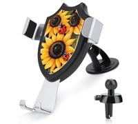 Jubonexis Soporte para teléfono de coche, diseño de girasoles de jardín, flores amarillas, soporte triangular para teléfono celular, accesorios automotrices para teléfonos inteligentes de 4 a 6