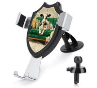 Jubonexis Soporte para teléfono de coche, diseño de vaca en un sofá verde, soporte triangular para teléfono celular, accesorios automotrices para teléfonos inteligentes de 4 a 6 pulgadas
