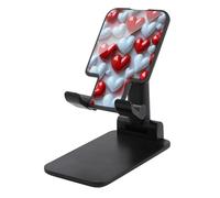 Jubonexis Soporte para teléfono móvil plegable y ajustable con patrón de corazones rojos y blancos para el día de San Valentín