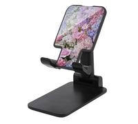 Jubonexis Soporte plegable ajustable para teléfono celular, diseño de flores azules y blancas para escritorio