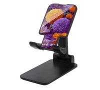 Jubonexis Soporte plegable ajustable para teléfono celular, diseño de flores naranjas y amarillas, color morado