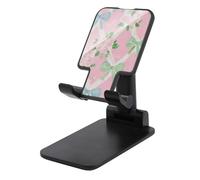 Jubonexis Soporte plegable ajustable para teléfono celular, diseño de lazos azules claros, flores rosas claras, para escritorio