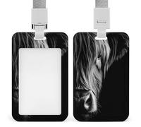 Jubonexis Soporte retráctil para tarjetas de identificación de vaca de las Tierras Altas en blanco y negro, protector de tarjetas, placa de nombre, para trabajo, oficina, médico, enfermera