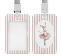 Jubonexis Soporte retráctil para tarjetas de identificación, diseño de conejito haciendo ballet, con clip retráctil, protector de tarjetas, etiqueta de nombre para trabajo, oficina, médico, enfermera