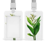 Jubonexis Soporte retráctil para tarjetas de identificación, diseño de flores tropicales verdes sobre blanco, protector de tarjetas, placa de nombre, para trabajo, oficina, médico, enfermera