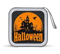 Jubonexis Spooky Halloween Old Haunted House Pumpkins - Estuche de almacenamiento portátil para CD y DVD, para coche, hogar, viajes