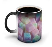 Jubonexis Sugar Cubes - Taza de café de cerámica iridiscente de color arcoíris pastel que cambia de color, taza de café novedosa divertida taza de té y agua, 11 onzas