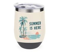 Jubonexis Summer is Here - Vaso de vino de acero inoxidable con aislamiento de doble pared con tapa, 355 ml