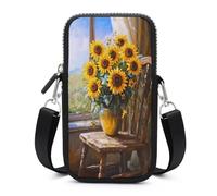 Jubonexis Sunflowers on A Chair - Bolsa cruzada para teléfono móvil con correa ajustable