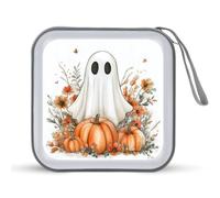 Jubonexis Sweet Ghost - Estuche portátil para CD con diseño de flores y calabazas, White, Talla única