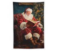 Jubonexis Tapiz de lectura de Papá Noel de poliéster estético para colgar en la pared, dormitorio, sala de estar, dormitorio, decoración de 40 x 60 pulgadas