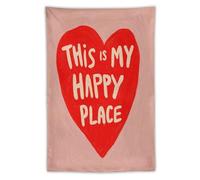 Jubonexis Tapiz estético de poliéster con diseño de corazón rojo «This is my happy» para colgar en la pared, dormitorio, sala de estar, dormitorio, 40 x 60 pulgadas