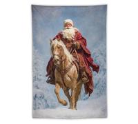 Jubonexis Tapiz estético de poliéster con diseño de Papá Noel a caballo para colgar en la pared, dormitorio, sala de estar, dormitorio, 40 x 60 pulgadas