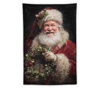 Jubonexis Tapiz estético de poliéster con diseño de Papá Noel con hojas de acebo, para colgar en la pared, dormitorio, sala de estar, dormitorio, 40 x 60 pulgadas