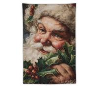 Jubonexis Tapiz vintage de muérdago con cara de Papá Noel, de poliéster, estético, para colgar en la pared, dormitorio, sala de estar, dormitorio, 40 x 60 pulgadas