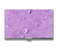 Jubonexis Tarjetero de metal delgado con gotas de agua en morado claro, bolsillo delgado para tarjetas de visita para mujeres y hombres