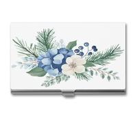 Jubonexis Tarjetero de visita con diseño de flores de pino y hojas de árbol de pino, bolsillo delgado de metal para mujeres y hombres