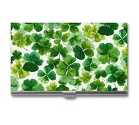 Jubonexis Tarjetero de visita con diseño de trébol del día de San Patricio, bolsillo delgado de metal para mujeres y hombres