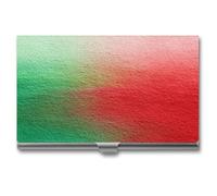 Jubonexis Tarjetero para tarjetas de visita de Navidad, diseño de acuarela, rojo, verde, dorado, delgado, de metal, para mujeres y hombres