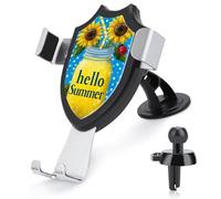 Jubonexis Tarro amarillo con girasoles Hello Summer Soporte para teléfono de coche, base de clip triangular, soporte para teléfono celular, accesorios automotrices para teléfonos inteligentes de 4 a 6