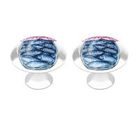 Jubonexis Tarro de vidrio relleno de sardinas azules redondas con tornillos, 2 piezas, pomos de cajón para tocador, decoración para armario, hogar, oficina, cocina