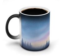 Jubonexis Taza de café de cerámica con diseño de árbol degradado de cielo invernal que cambia de color, taza de café novedosa y divertida taza de agua de 11 onzas