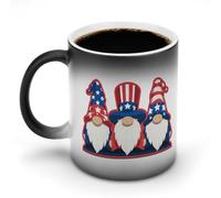 Jubonexis Taza de café de cerámica con diseño de bandera americana que cambia de color, taza de café de cerámica que cambia de calor, taza de té y agua, 325 ml