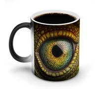 Jubonexis Taza de café de cerámica con diseño de ojo de lagarto que cambia de color verde, taza de café novedosa divertida taza de té y agua, 325 ml