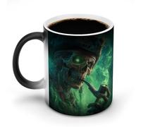 Jubonexis Taza de café de cerámica con diseño de pirata con un ojo brillante que cambia de color, taza de café novedosa divertida taza de té y agua, 325 ml
