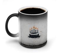 Jubonexis Taza de café de cerámica que cambia de color, arte callejero minimalista, diseño de graffiti de cumpleaños, taza de café novedosa y divertida, 325 ml