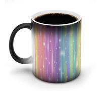Jubonexis Taza de café de cerámica que cambia de color con brillo de arcoíris pastel neón que cambia de calor, taza de café divertida taza de té y agua, 325 ml