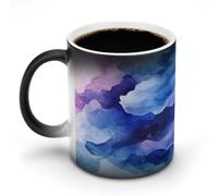Jubonexis Taza de café de cerámica que cambia de color, con formas fluidas, de Blues and Purples, taza de café divertida de 325 ml