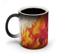 Jubonexis Taza de café de cerámica que cambia de color con llamas abstractas y formas de humo, taza de café novedosa divertida taza de té y agua, 325 ml