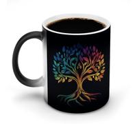 Jubonexis Taza de café de cerámica que cambia de color, diseño de árbol de la vida, diseño de esperanza para el futuro, taza de café de cerámica novedosa y divertida, 325 ml