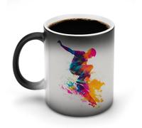 Jubonexis Taza de café de cerámica que cambia de color, diseño de monopatín, arte callejero, taza de café novedosa divertida taza de agua de 325 ml