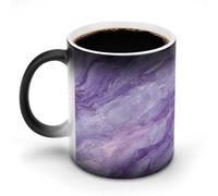 Jubonexis Taza de café de cerámica que cambia de color mármol de lujo de color morado pastel lila, taza de café novedosa divertida taza de té y agua, 325 ml