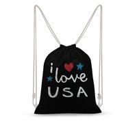 Jubonexis Text I Love Usa Red Heart Stars Minimalista Mochila con cordón de lona, ligera, deportiva, gimnasio, para hombres y mujeres