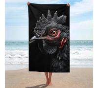 Jubonexis The Chicken Black Feather - Toalla de playa de microfibra sin arena, toallas de ducha grandes, multiusos, absorbente, para baño, piscina, 130 x 80 cm