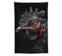 Jubonexis The Chicken - Tapiz de plumas negras de poliéster estético para colgar en la pared, dormitorio, sala de estar, dormitorio, 40 x 60 pulgadas